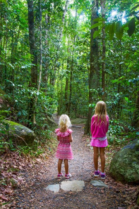 two girls on a trail Finch Hatton Gorge walk Mackay