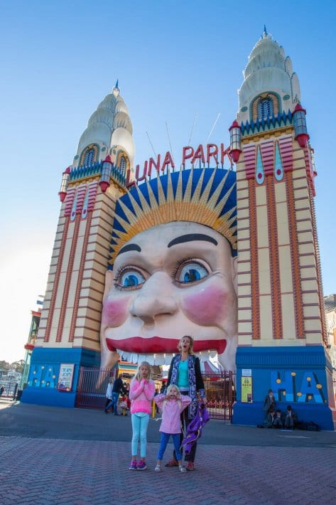 The big smiling face at the entrance to Luna Park in Sydney, Australia