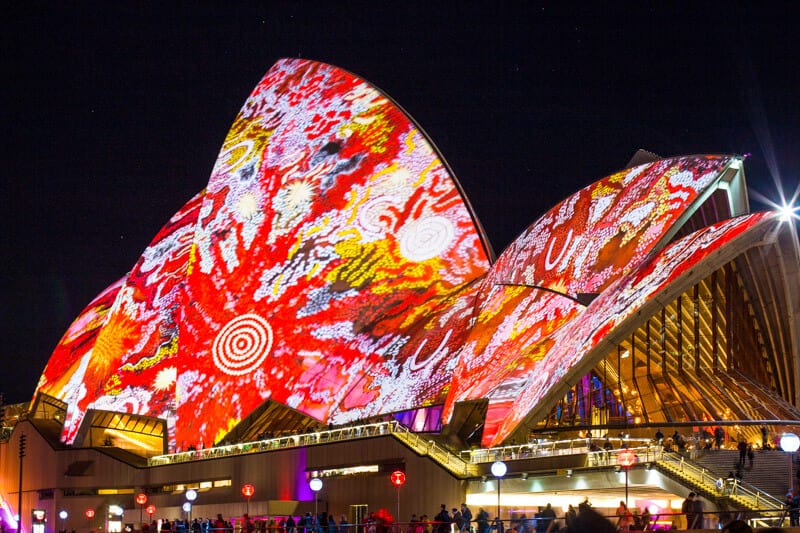 The Sydney Opera House during the Vivid Sydney Festival of lights.