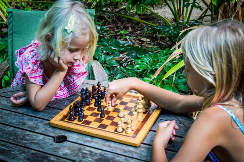 girls playing chess