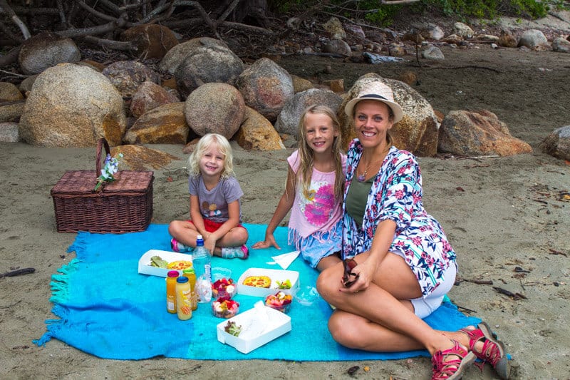 family having picnic on Casuarina Beach Cape Hillsborough Mackay
