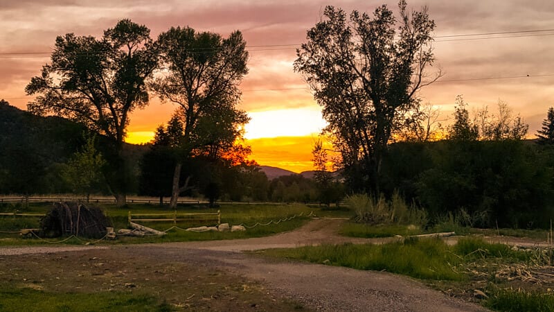 sunset at Rock Bottom Ranch Aspen Colorado