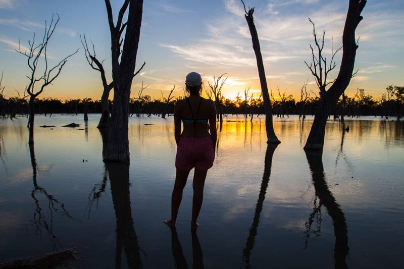 woman standing in a wetlands