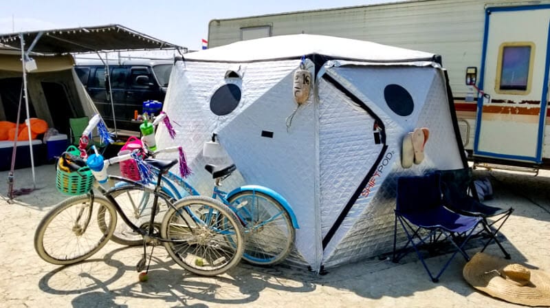 bikes next to a tent
