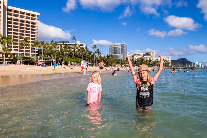 Waikiki Beach - one of the best things to do in Hawaii with kids