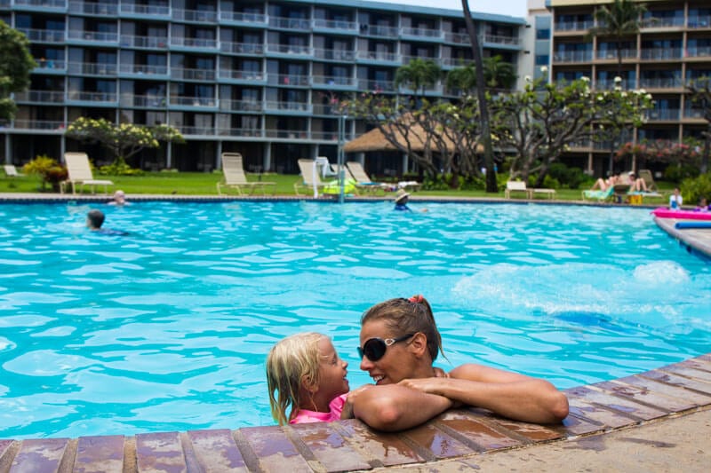 Relaxing in the poolside at Kaanapali Beach Hotel