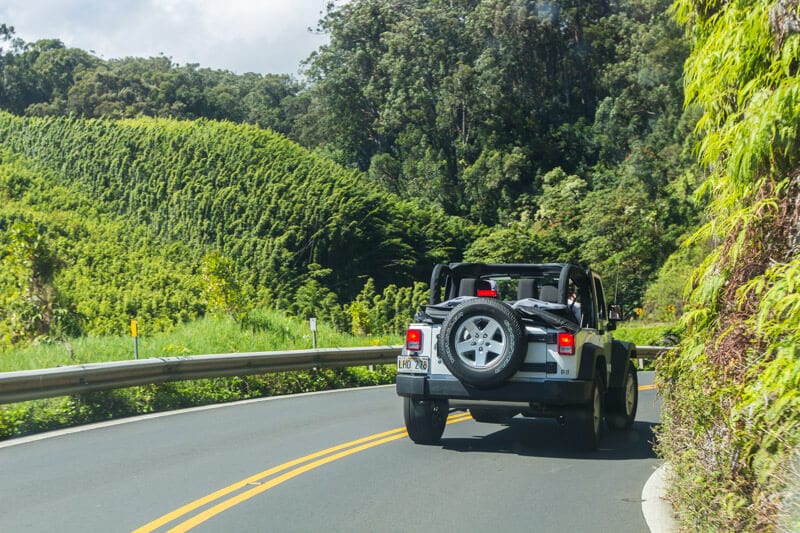 jeep Driving the Road to Hana, Maui