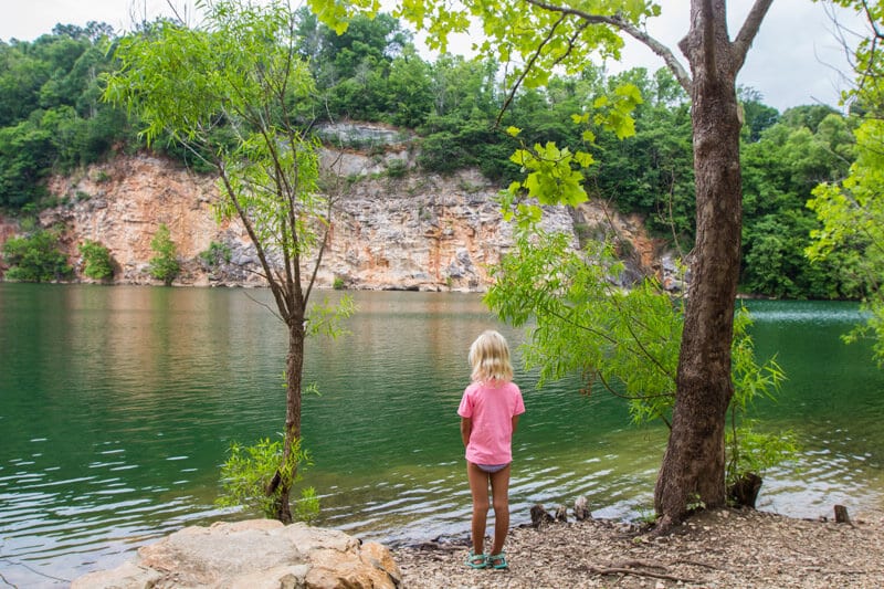 girl looking at view of Meads Quarry, Knoxville