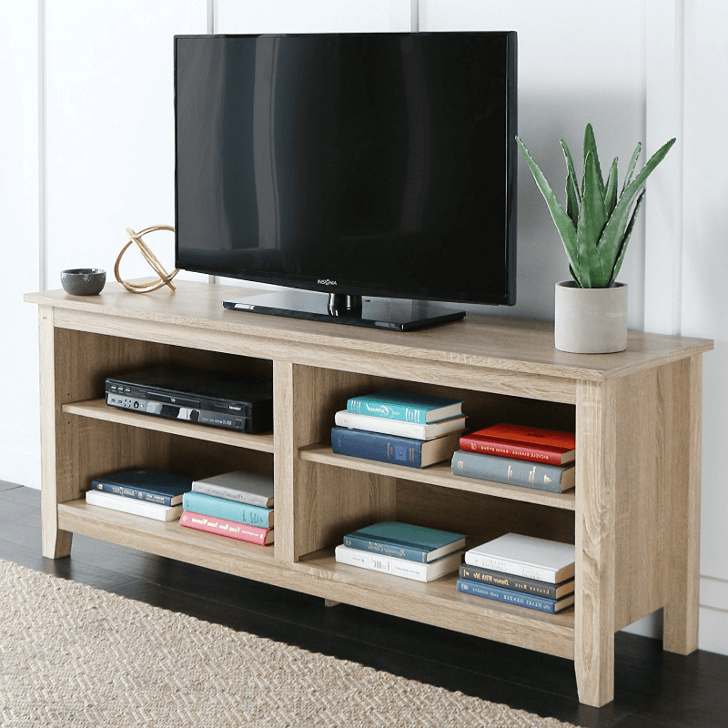 television on a book shelf