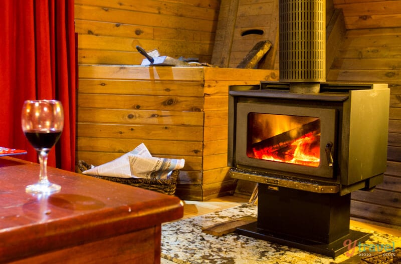 fireplace in a cabin