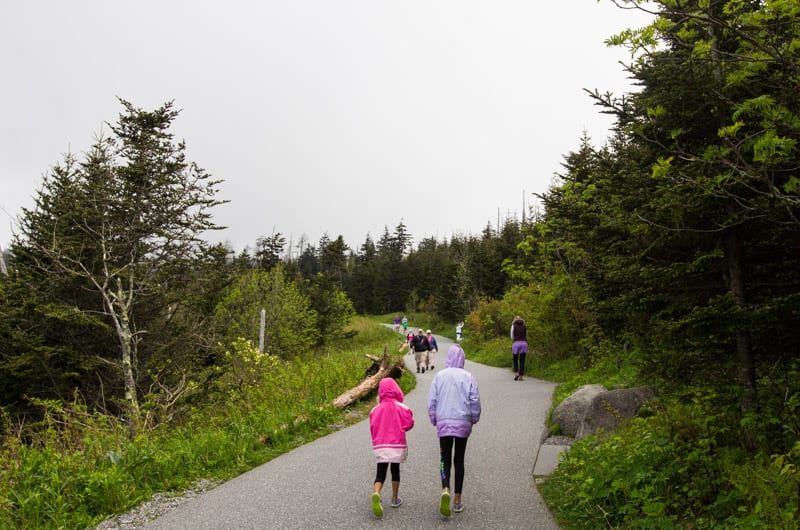 Hiking up to Clingmans Dome in The Great Smoky Mountains National Park