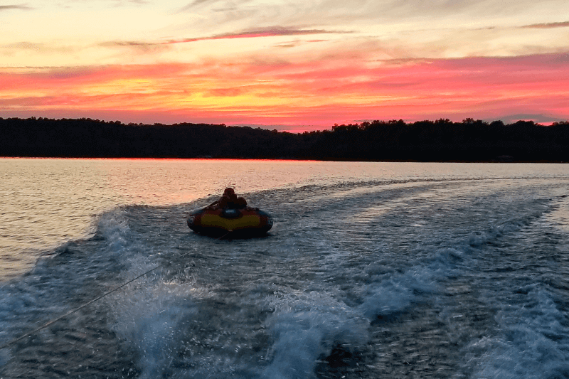 Sunset tubing on Kerr Lake, North Carolina