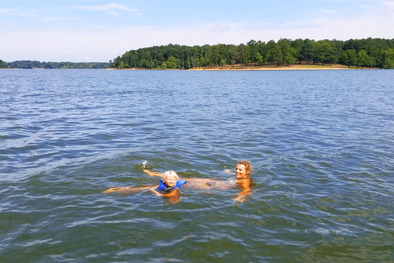 Swimming at Kerr Lake, North Carolina