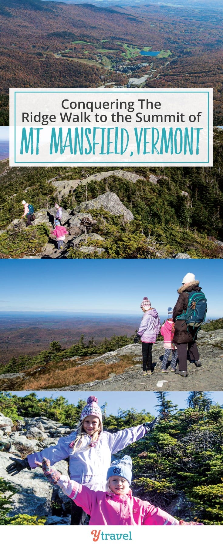 Not sure if there is a family friendly hike in Mount Mansfield in Vermont? Your kids will love this ridge walk to the summit of Mt Mansfield in Stowe. Epic 360 views #Familytravel #Vermont #NewEngland #hikes #MountMansfield #Stowe