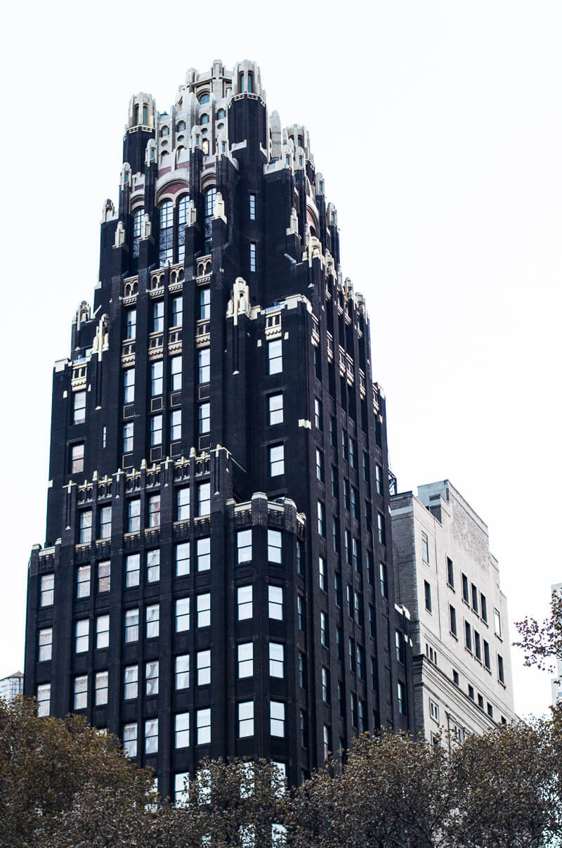 stunning black facade of the Bryant Park Hotel,