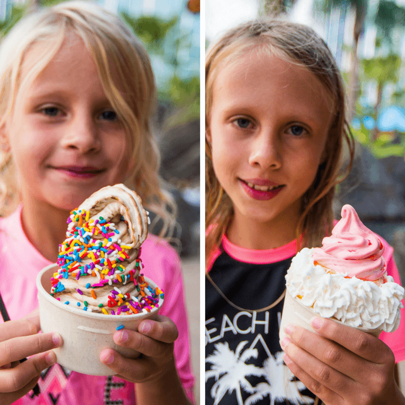 girls with Yummy ice creams at Volcano Bay