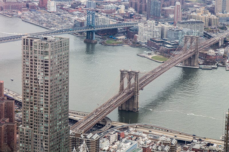 aerial view of brooklyn bridge