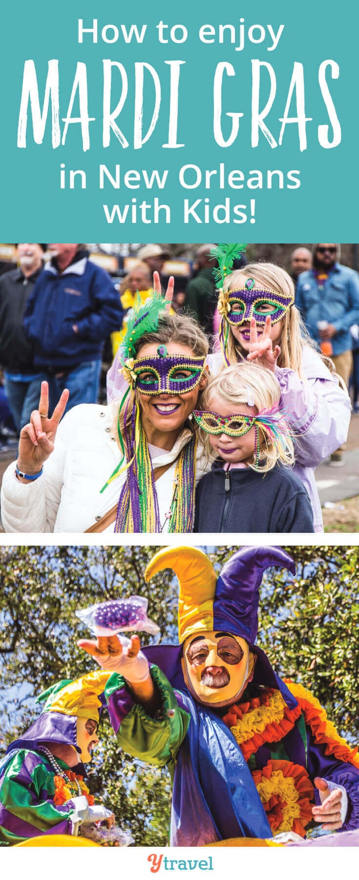 New Orleans Mardi Gras - Are you planning a trip to New Orleans for the Mardi Gras Festival? Wondering if you can do Mardi Gras with kids? This guide offers tips on Mardi Gras costumes, Mardi Gras dates, what Mardi Gras Parades to see, tips for enjoying the festival with kids, and much more!