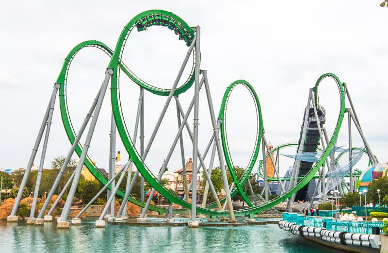 The Incredible Hulk Coaster ride on the water