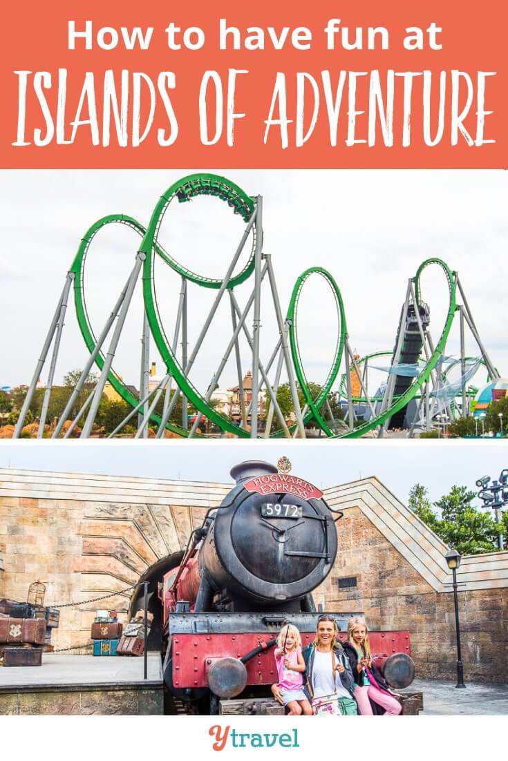 Islands of adventure is a fun theme park in the Universal Orlando Resort in Florida. Don't miss Hogsmead, butterbeer and The Hulk roller coaster.