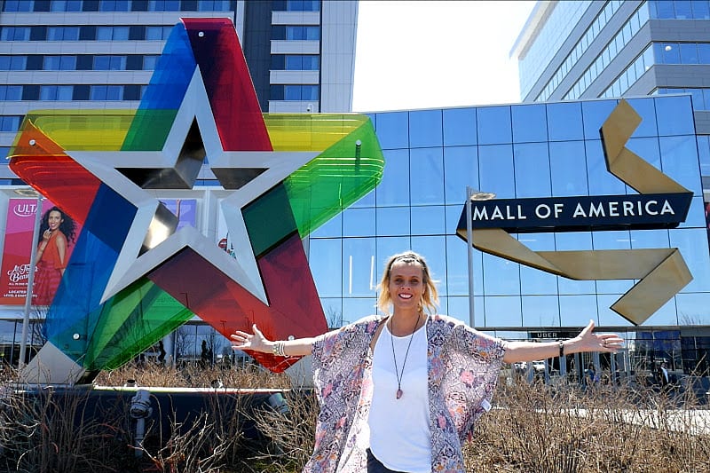 woman standing outside mall of america