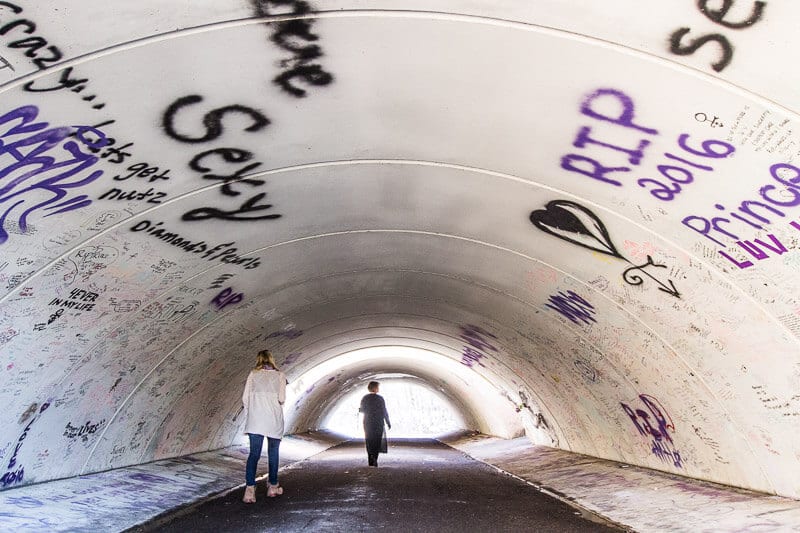 Graffiti Tunnel is across the road from Paisley Park