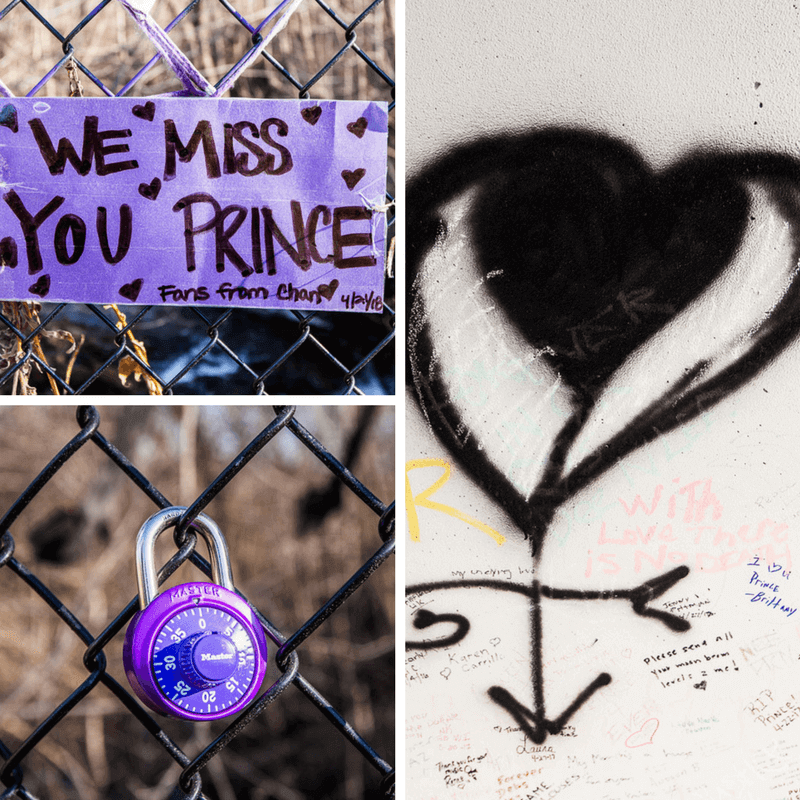 art tributes to prince on fence