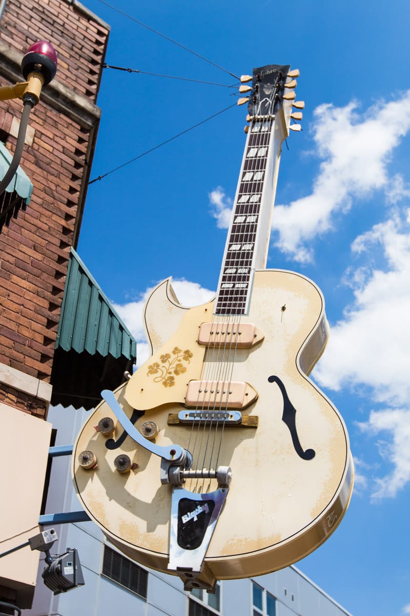 guitar in front of Sun Studios, Memphis, Tennessee