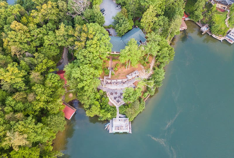 aerial view of The Lodge on Lake Lure