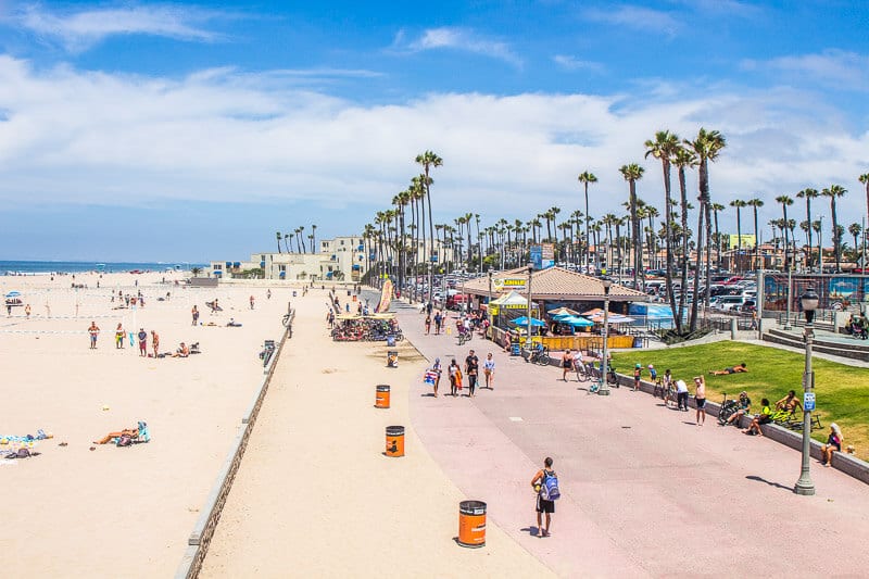 People walking on  the Ocean Strand Huntington Beach