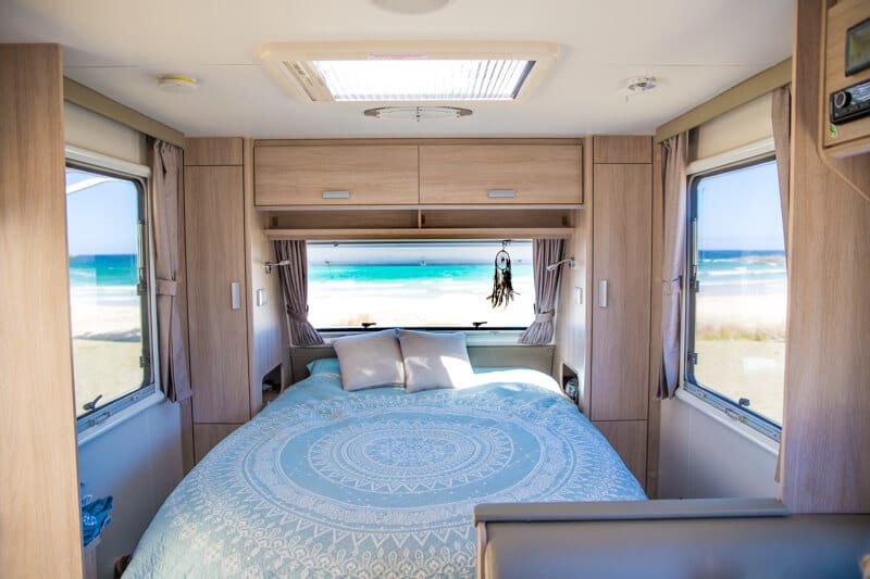 bedroom in a caravan