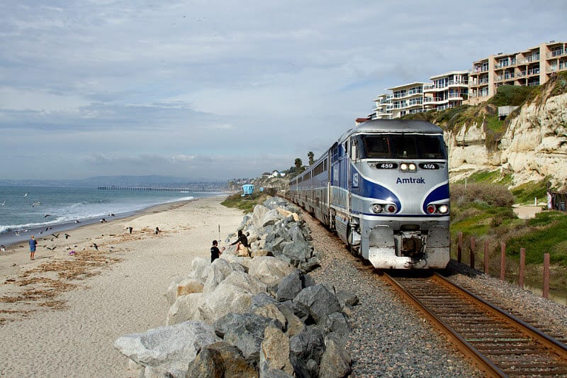 train beside ocean