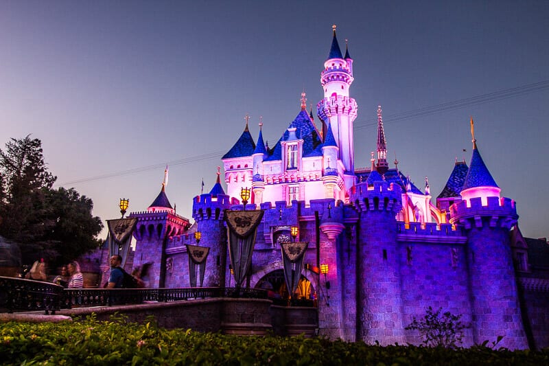 castle with purple lighting