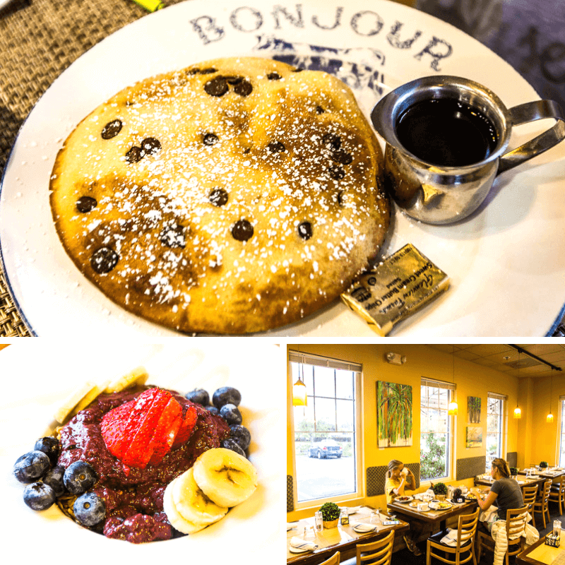 pancakes and acai bowl at Coissants & Bakery Cafe, Myrtle Beach