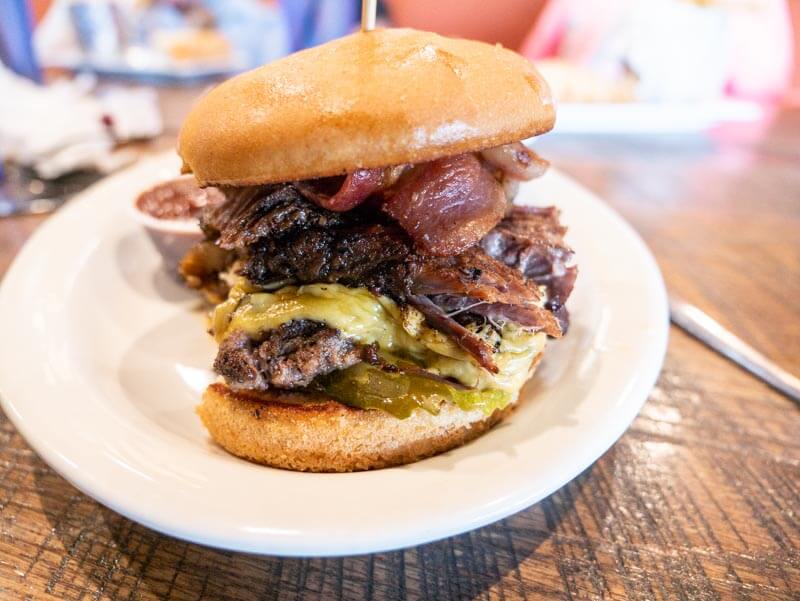 Brisket Burger on a plate in Texas Hill Country