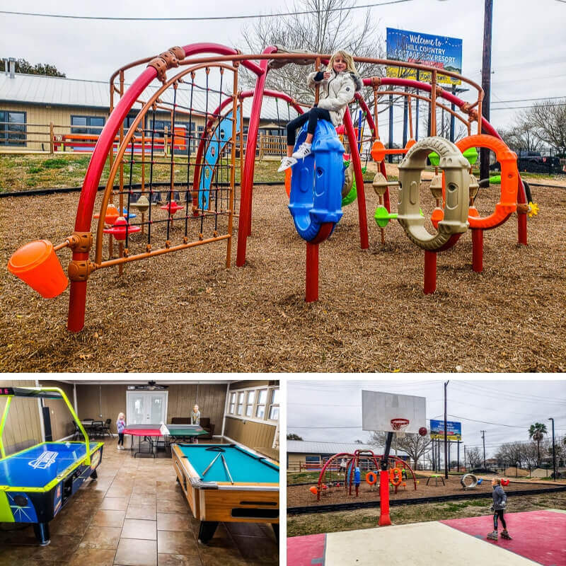 kids in playground of  Hill Country Resort & RV Park