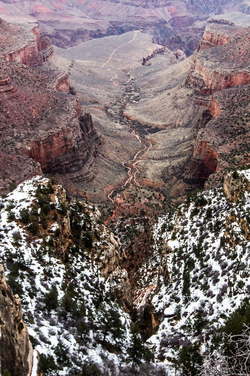 canyon covered in snow