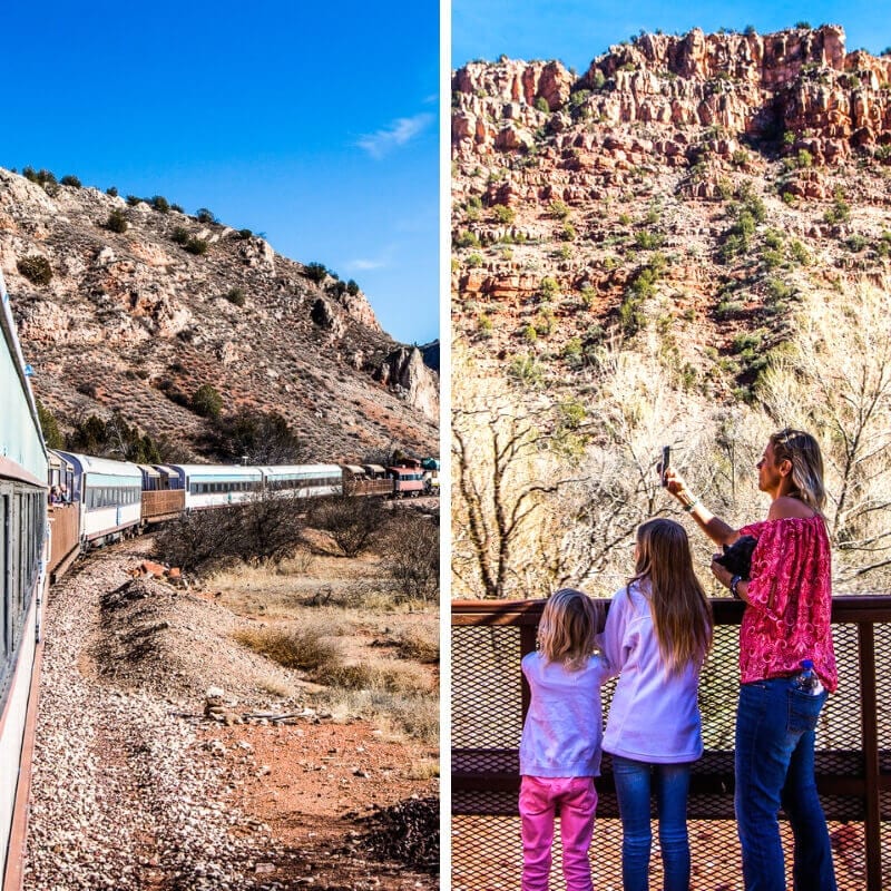 caz and the girls taking photos of The Verde Canyon Railroad 
