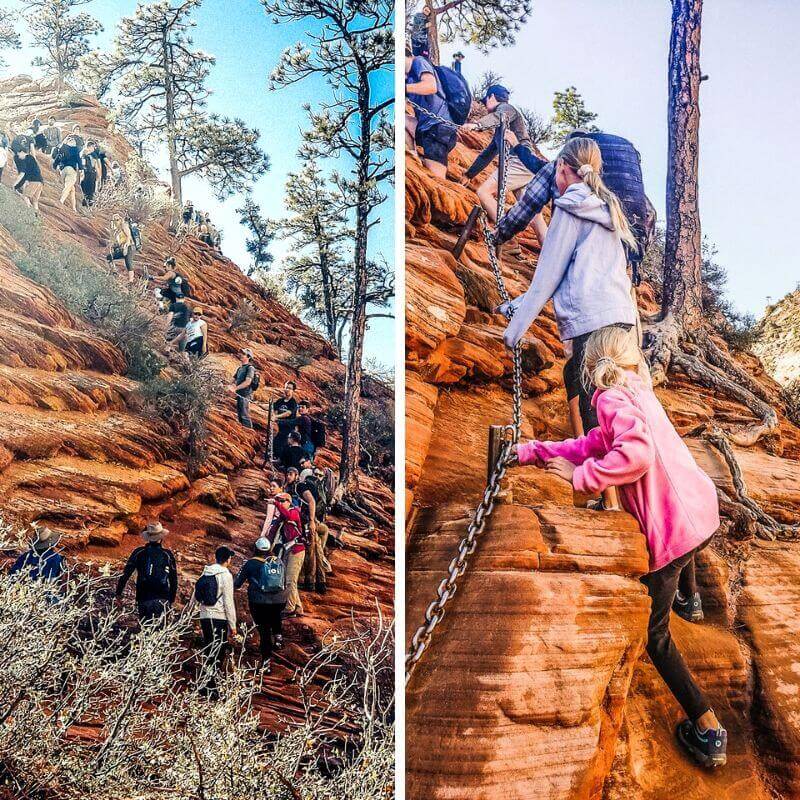 insane crowds on the Angels LAnding hike