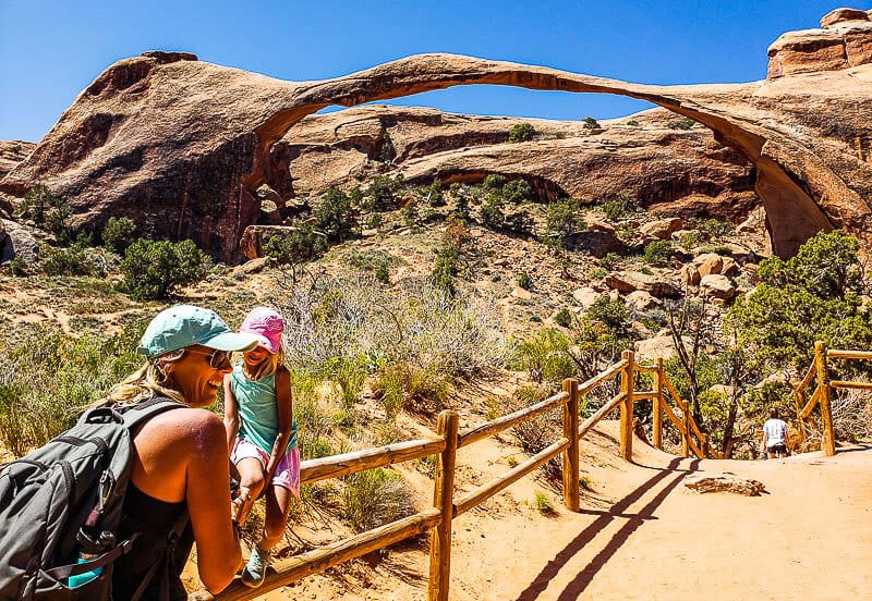 Landscape Arch Hike, in Arches National Park with kids