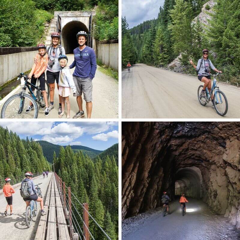 riding through the tunnels and bridges of Route of the Hiawatha Scenic Bike Trail