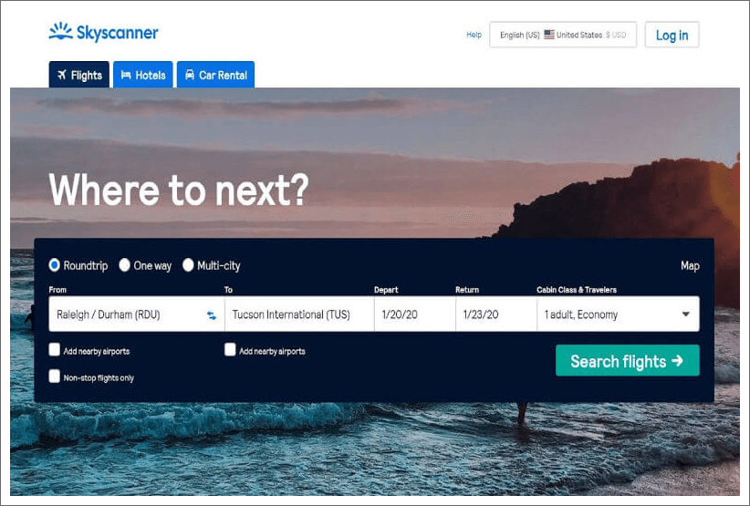 scanner travel booking site