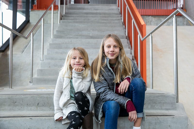girls sitting on stairs