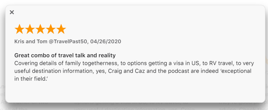 Y travel podcast review