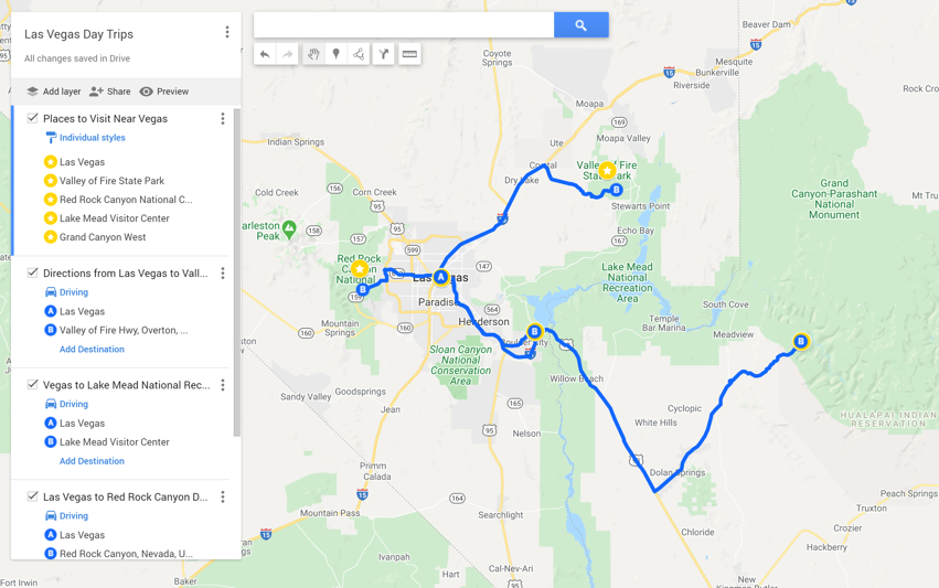 day trips from Vegas map