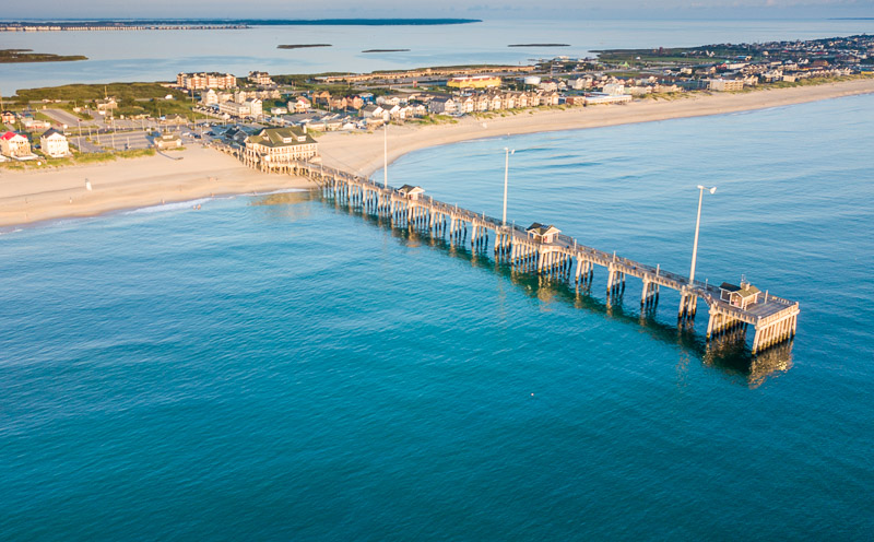 aerial view of Jennette's Pier, Outer Banks, NC