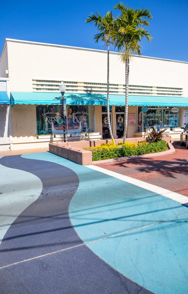 colorful pedestrain crossing in downtown Stuart, Martin County, Florida