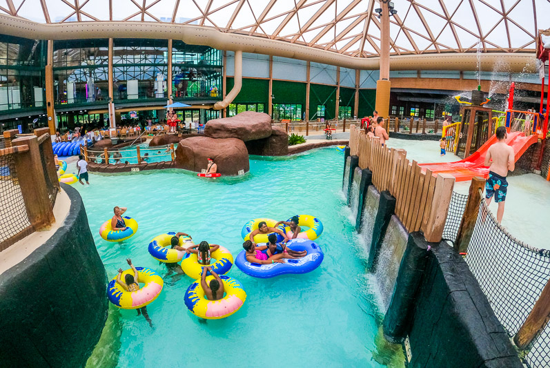 people on lazy river at indoor WaterPark at Massanutten