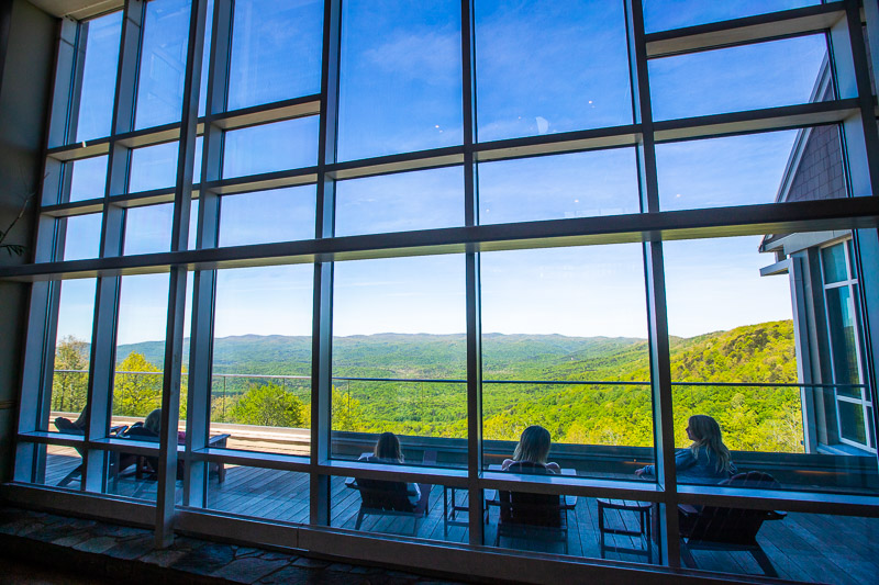 floor to ceiling glass windows with valley view Lodge at Amicalola Falls State Park