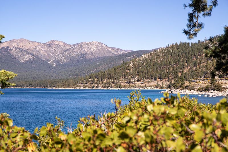 view of lake tahoe with mountains in background